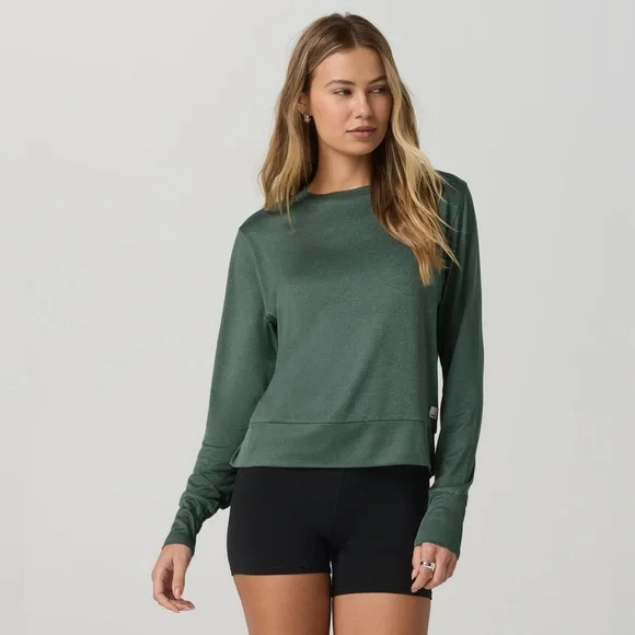 Vuori Daydream Crew Long Sleeve Shirt Top Agate Green Heather Medium - Picture 1 of 7